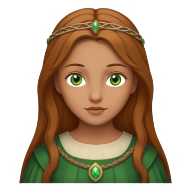 Medieval maiden with tan skin, light brown hair and green eyes sticker