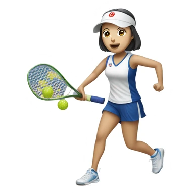 Japanese woman playing pickleball sticker