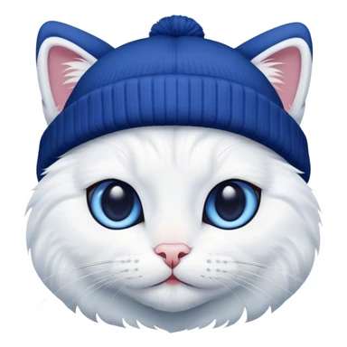 white cat with dark blue beanie sticker