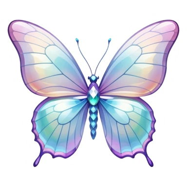 Pastel white iridescent glass crystal butterfly sticker