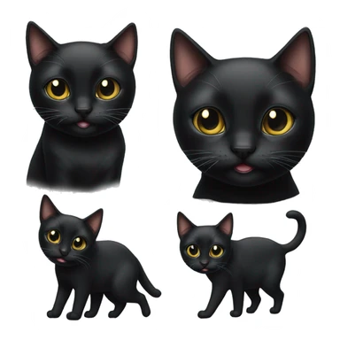 Black Bombay cat with single tear coming out and a happy face sticker