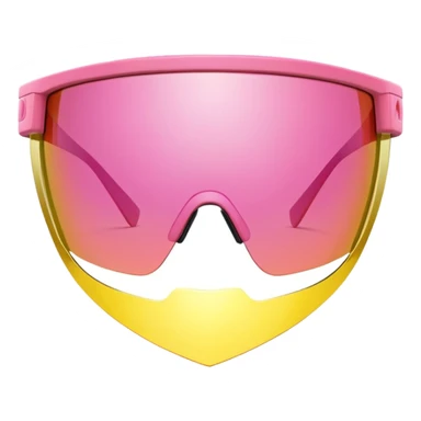 gigantic frame sporty pink shield visor sunglasses, enormously thick and chunky design, massive robust construction, one-piece lens, exaggerated thickness sticker
