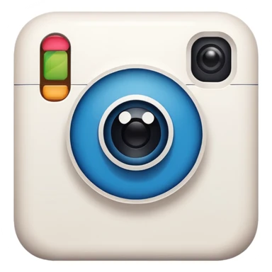 A hand-drawn doodle in a minimalist, cartoon style of a [instagram]. The object is white with thick, rough, black marker outlines and two small black dot eyes. It is a simple sketch with no realistic textures, centered on a solid [blue] circular background." sticker