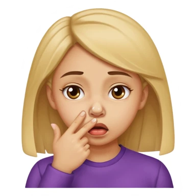 create a girl who is pinching her nose because she is smelling something bad sticker