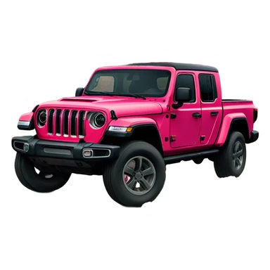Realistic Red Jeep Gladiator with the truck bed full of pink flowers. sticker