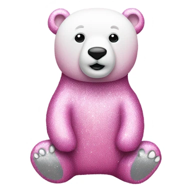 Pink full body polar bear with glitter  sticker