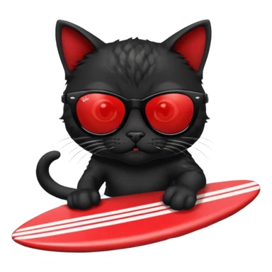 a bad kitty on the waves. make the cat look devlishish with a pair of black ray bans wayfers on. surfing. I want the ray bans black so you cant see the cats eyes sticker