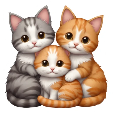 6 tiny kittens cuddling together all different colours, the first one is grey and white, the second is ginger and white and the third is brown tabby and white sticker