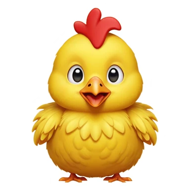 Cinematic Comical Yellow Baby Chicken Portrait Emoji, Head tilted dramatically with an exaggeratedly amused expression, featuring a striking, fluffy yellow downy coat with a tiny quirky red comb, wide, expressive beady eyes filled with playful disbelief, Simplified yet hilariously expressive features, highly detailed, glowing with a slightly sassy glow, high shine, dramatic yet playful, stylized with an air of cheeky mischief, bright and endearing, soft glowing outline, capturing the essence of a spirited and over-the-top chick, so meme-worthy it feels like it could peep its way into internet fame instantly! sticker