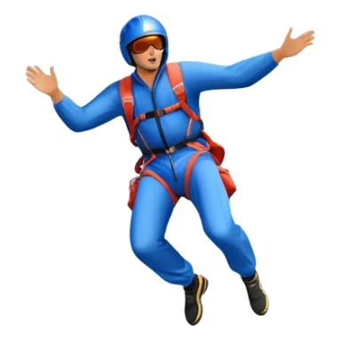 A base jumper soaring through the air, parachute deployed, flying off a steep mountain peak. The background is filled with majestic mountains, clear blue sky, and distant clouds, capturing the exhilarating thrill and beauty of extreme sports. sticker