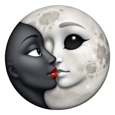 full moon kissing dark moon sticker