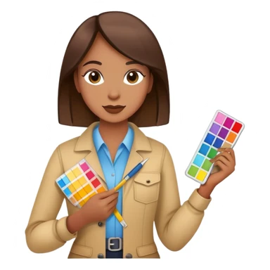 Interior designer with color swatches and measuring tape sticker
