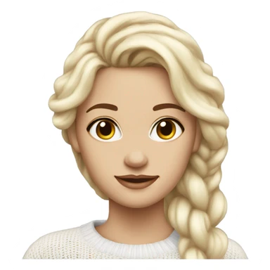 Beautiful blonde with mermaid hair, brown eyes, wearing a white knitted sweater  sticker