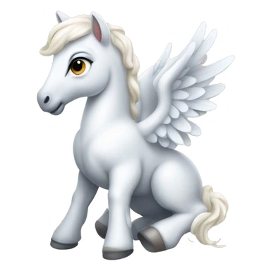White crème Baby Pegasus sitting  sticker