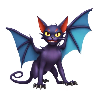 Cool Edgy Bat-Cat-Noivern-Noibat-Litten-Pokémon-Fakémon-hybrid sticker