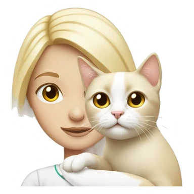 blonde girl with a white cat sticker
