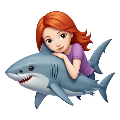redhead girl hugging shark sticker