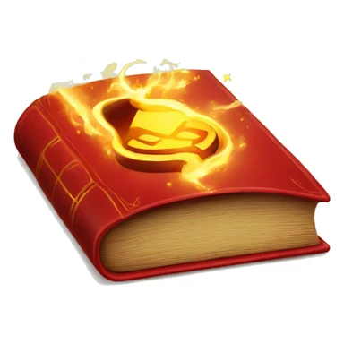 Red powerful Book with magic around yellow sticker