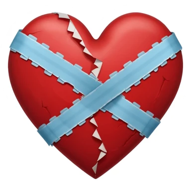 a dark red broken heart taped sticker