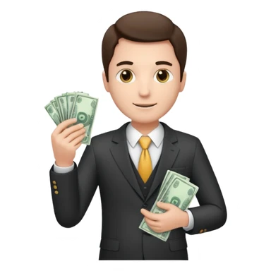 CEO with money in his hands donating to a hospital sticker