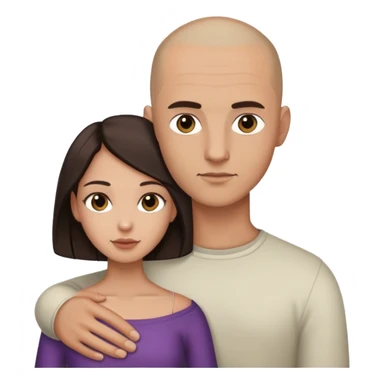 Man with shaved head holding woman with VERY LONG dark brown hair sticker