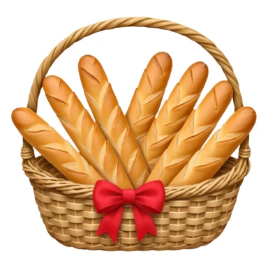 Basket of baguettes with bow sticker