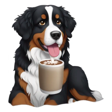 Bernese mountain dog drinking hot chocolate under snow sticker