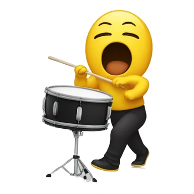 Yellow crying out loud emoji playing the drum sticker