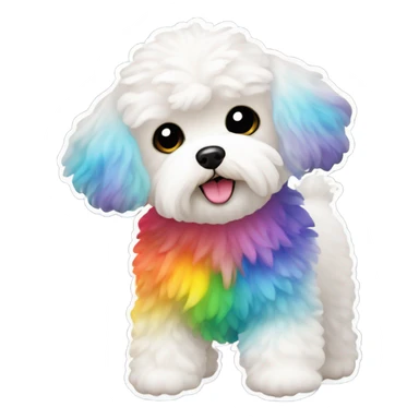 White maltipoo with a rainbow tail  sticker