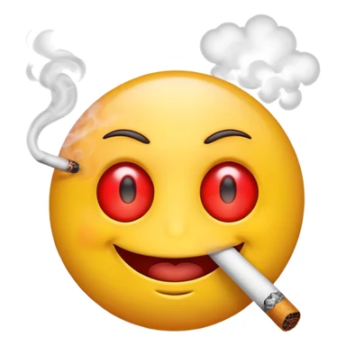 Happy emoji smoking with red eyes  sticker