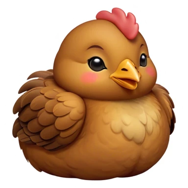 Meme-Worthy Cute Sleeping Brown Chicken Portrait Emoji, Head resting peacefully with a contented smile, showcasing a delightfully compact build and a luxuriously soft brown plumage, eyes shut in a serene, restful nap, Simplified yet hilariously adorable features, highly detailed, glowing with a soft, drowsy light, high shine, relaxed and utterly lovable, stylized with an air of playful laziness, bright and heartwarming, soft glowing outline, capturing the essence of a comically sleepy chicken, so meme-worthy it feels like it could instantly become the next viral sensation of adorable slumber! sticker