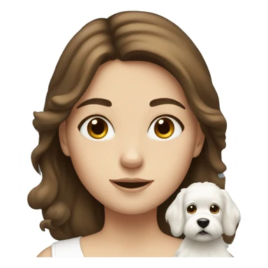 Girl with brown hair and white fluffy dog sticker
