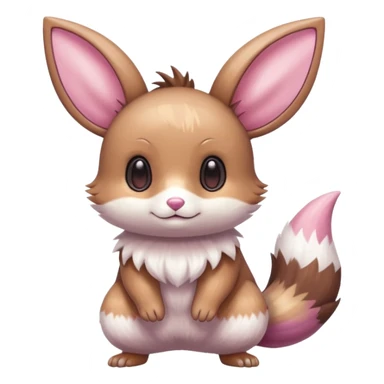 Kawaii Shiny Colorful Pastel Minccino-Furret-Eevee-fusion Full Body sticker