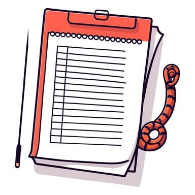 long curling to-do list paper looping up and down like a snake with tiny checkboxes fading into distance sticker