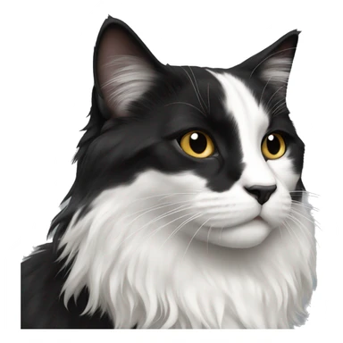 black and white cat long haired sticker