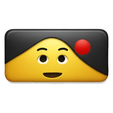 a black and red rectangle with a medium-sized yellow circle in the middle sticker