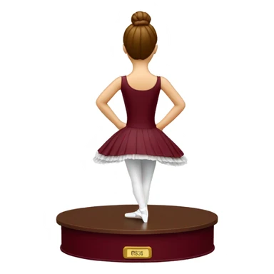 burgundy music box with white ballerina standing back sticker