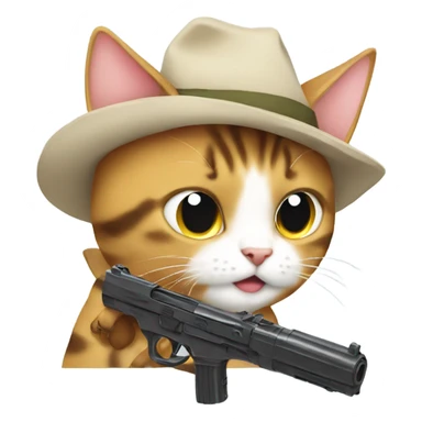 Cat with gun anime sticker
