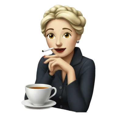 Parisian woman holding cigarette drinking tea sticker