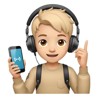 Cute cartoon character with gaming headset holding a mobile phone playing Free Fire, with excited eyes and happy expression sticker