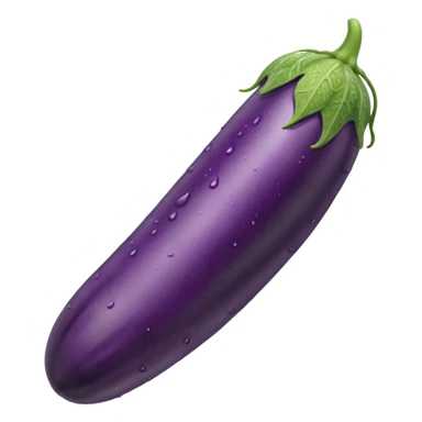 Detailed dripping wet long cucumber shaped eggplant with veins sticker