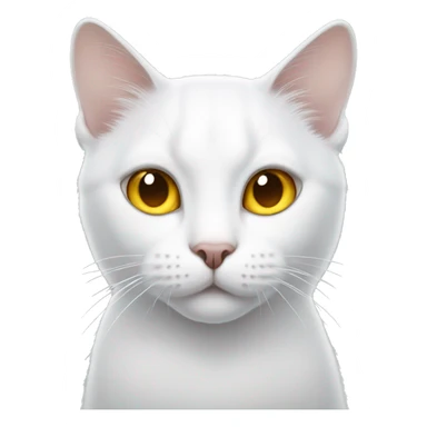 white cat with yellow eyes and a dark spot on the ear sticker