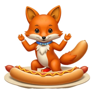 Dancing fox with hot dogs sticker