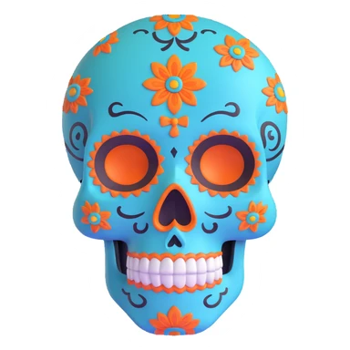 teal and orange sugar skull sticker