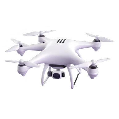 Edit the drone's body to be white with black accents, maintain the 3D emoji style with soft shading, and keep no background (transparent). sticker