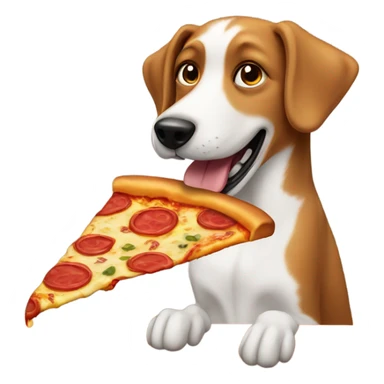 Dog eating a pizza sticker