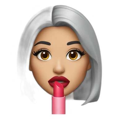 Kylie Jenner holding her lipstick lips sticker