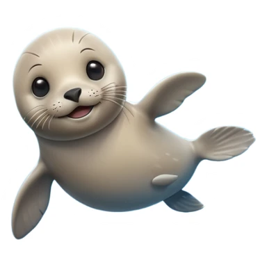 A 3D cartoon seal swimming with visible flippers, calm blue water, soft sunlight, Memoji-style realism. sticker