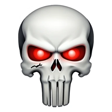 Punisher skull with glowing red eyes sticker