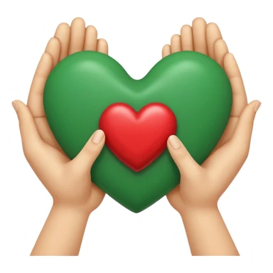 Diseña un emoji de dos manos formando un corazón que rodean un pequeño brote verde o un tarro de cosmética. Enfoque en la calidez, la comunidad y lo hecho a mano. sticker